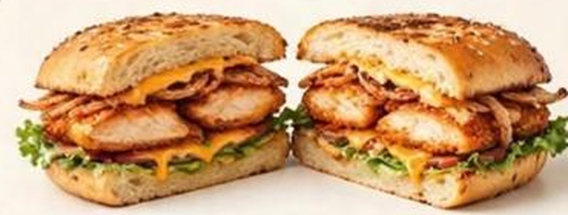 Tandoori Chicken Sandwich with grilled chicken, whole-wheat bread, tomato and tandoori marinade